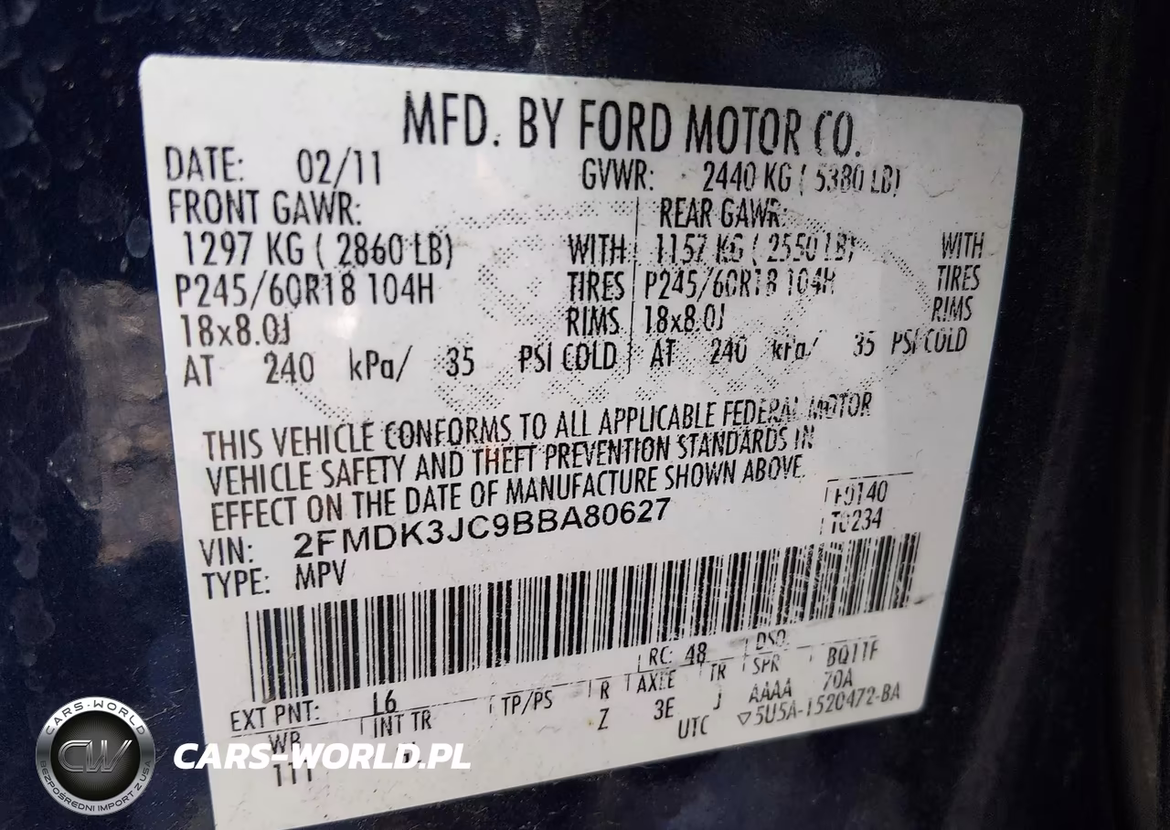 2011 Ford Edge Sel VIN:2FMDK3JC9BBA80627 - 9