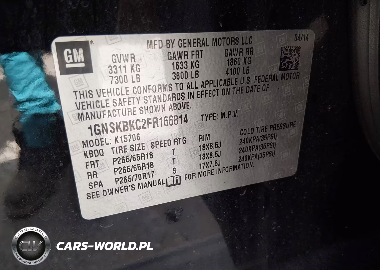 2015 Chevrolet Tahoe Lt VIN:1GNSKBKC2FR166814 - 9