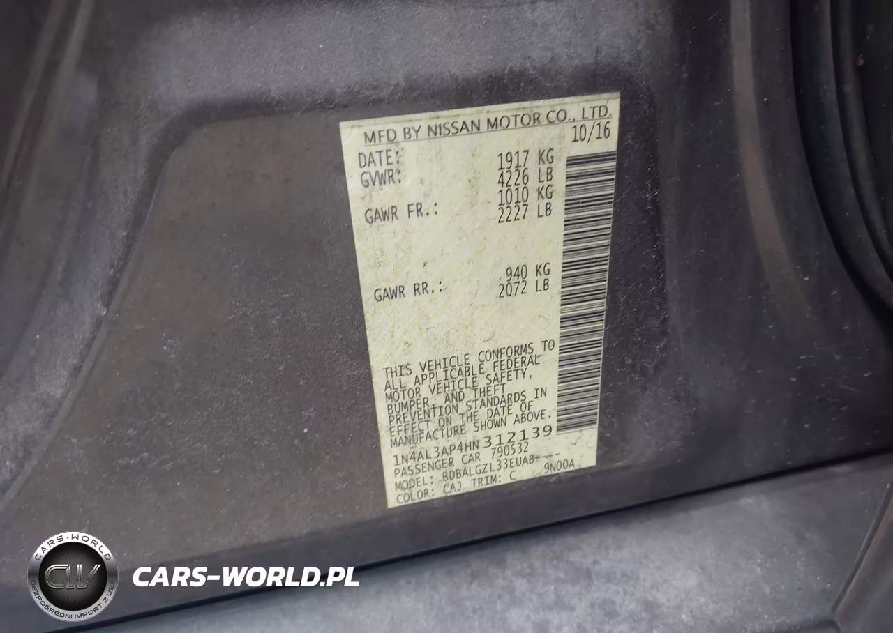 2017 Nissan Altima 2.5-2.5 S-2.5 Sl-2.5 Sr-2.5 Sv VIN:1N4AL3AP4HN312139 - 9