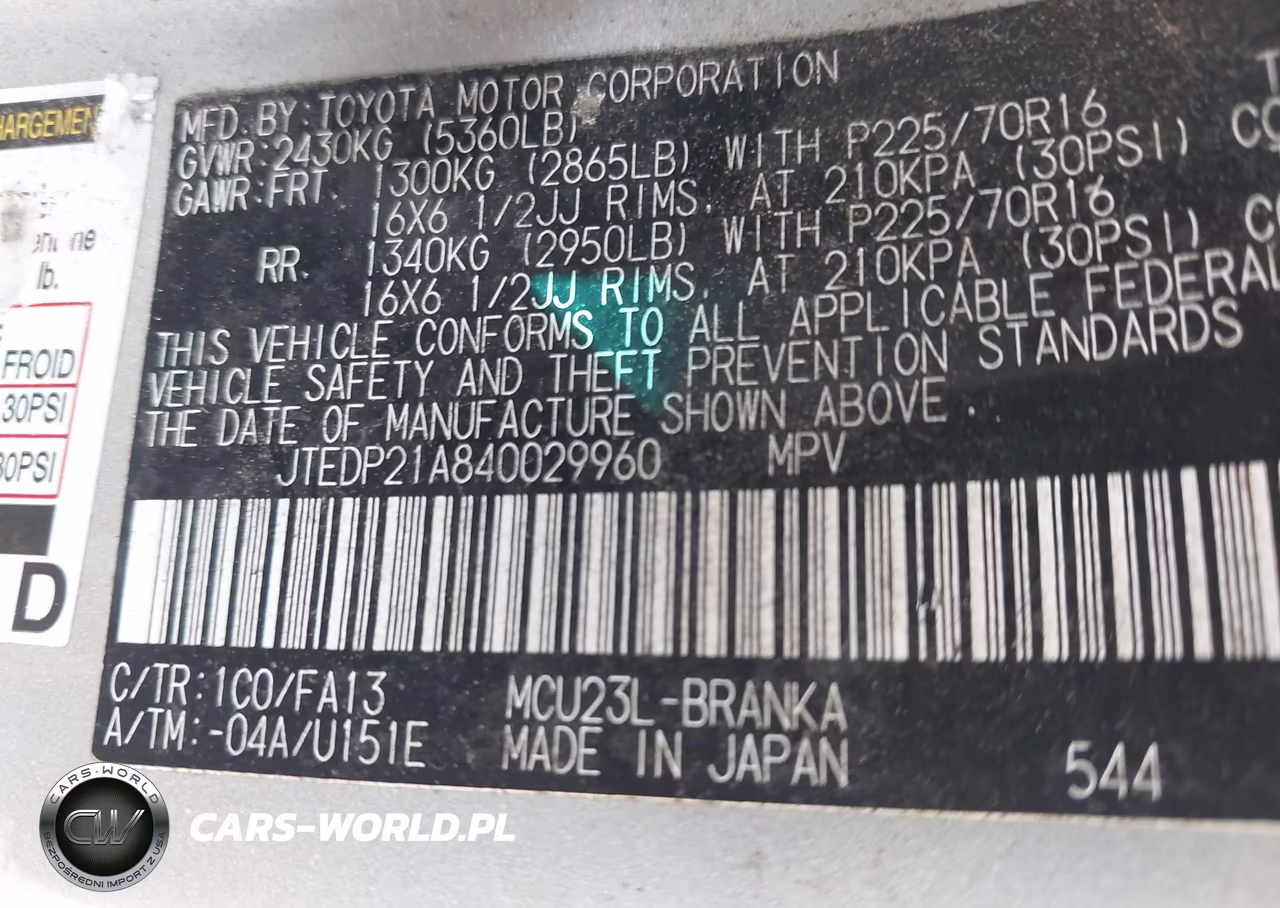 2004 Toyota Highlander V6 VIN:JTEDP21A840029960 - 9