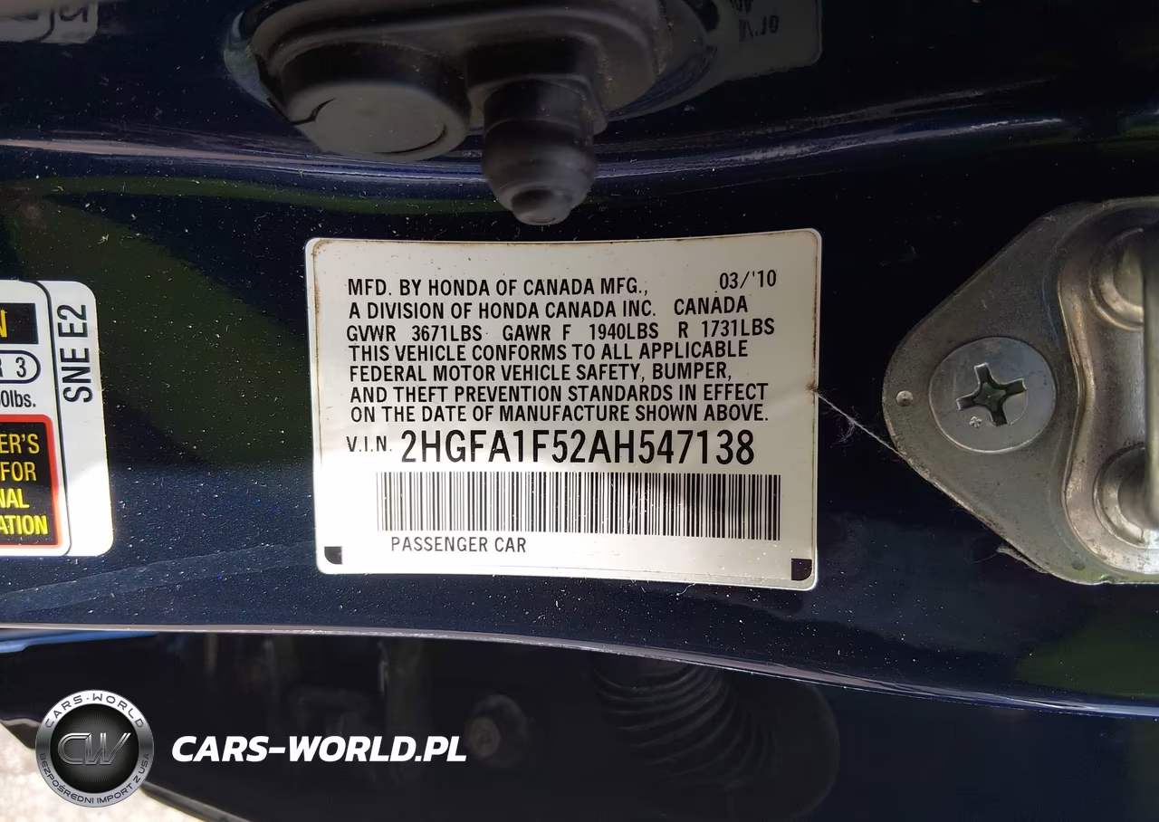 2010 Honda Civic Lx VIN:2HGFA1F52AH547138 - 9