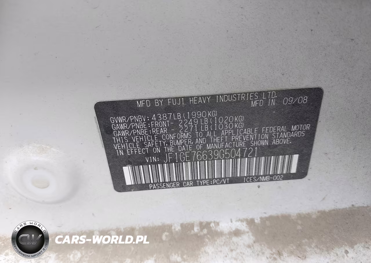 2009 Subaru Impreza Wrx VIN:JF1GE76639G504721 - 9