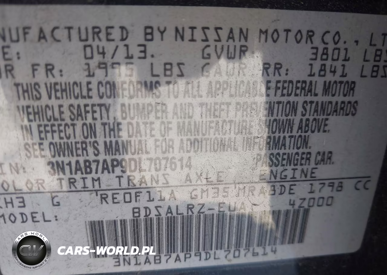 2013 Nissan Sentra Sr VIN:3N1AB7AP9DL707614 - 9