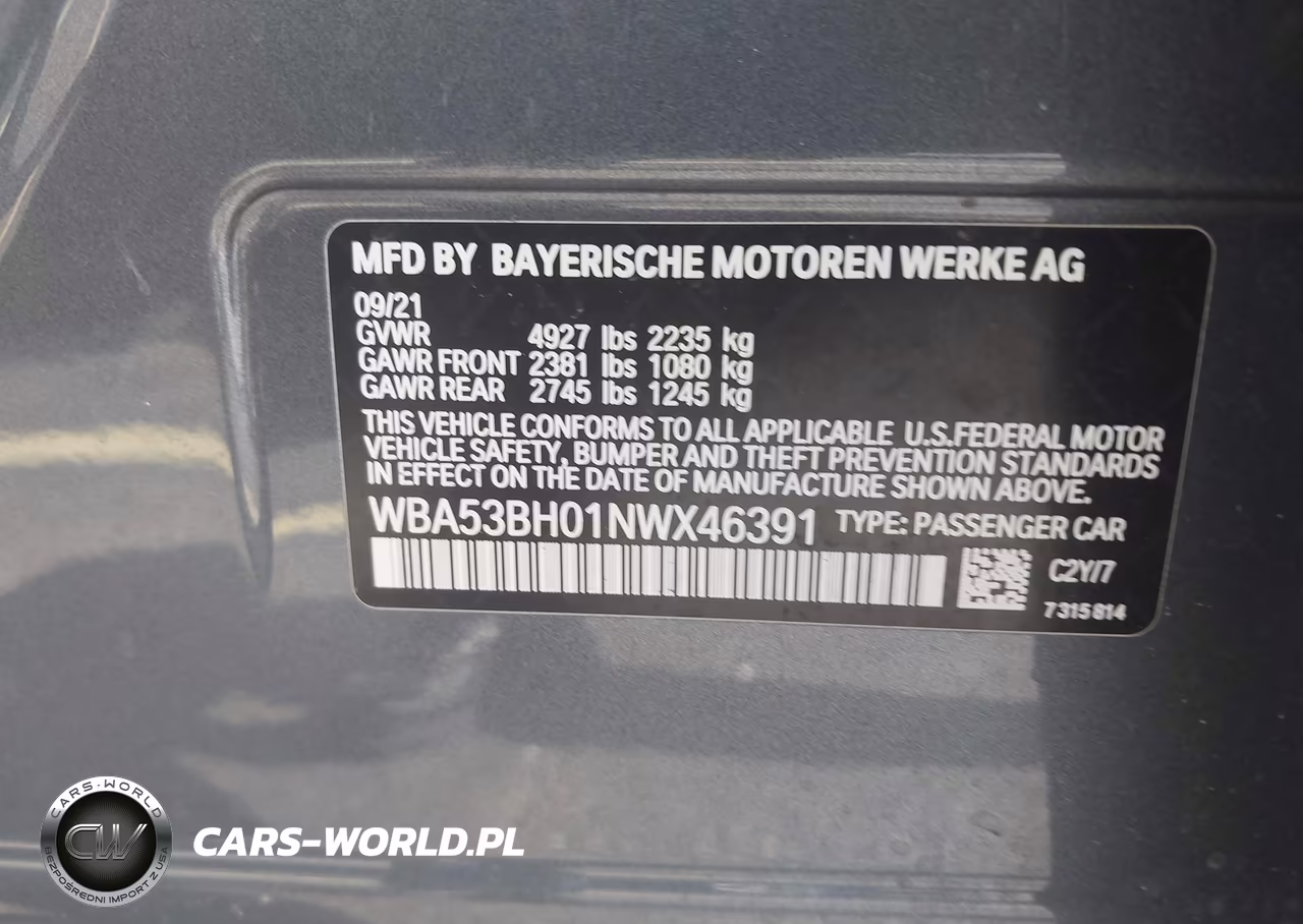 2022 BMW 530 I VIN:WBA53BH01NWX46391 - 9