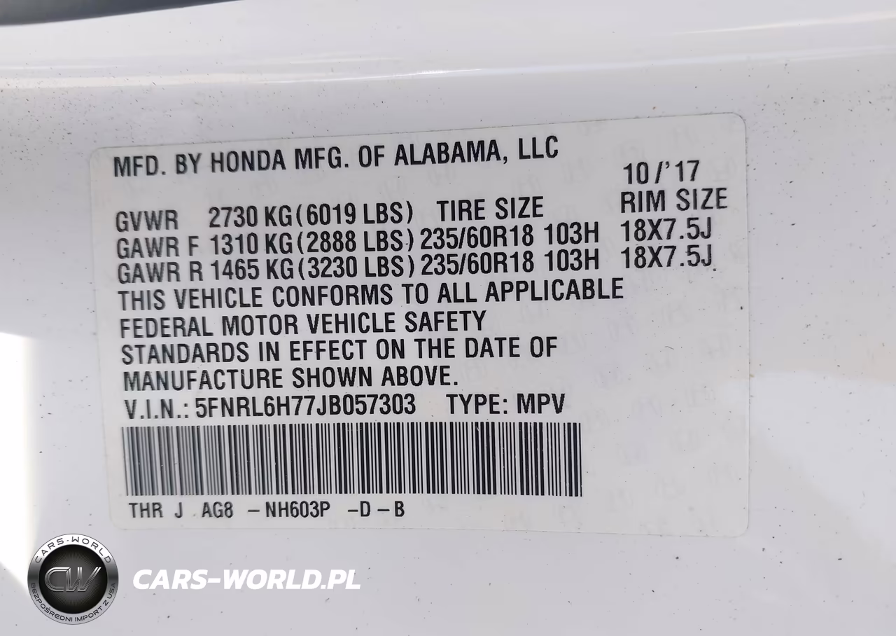 2018 Honda Odyssey Ex-L VIN:5FNRL6H77JB057303 - 9