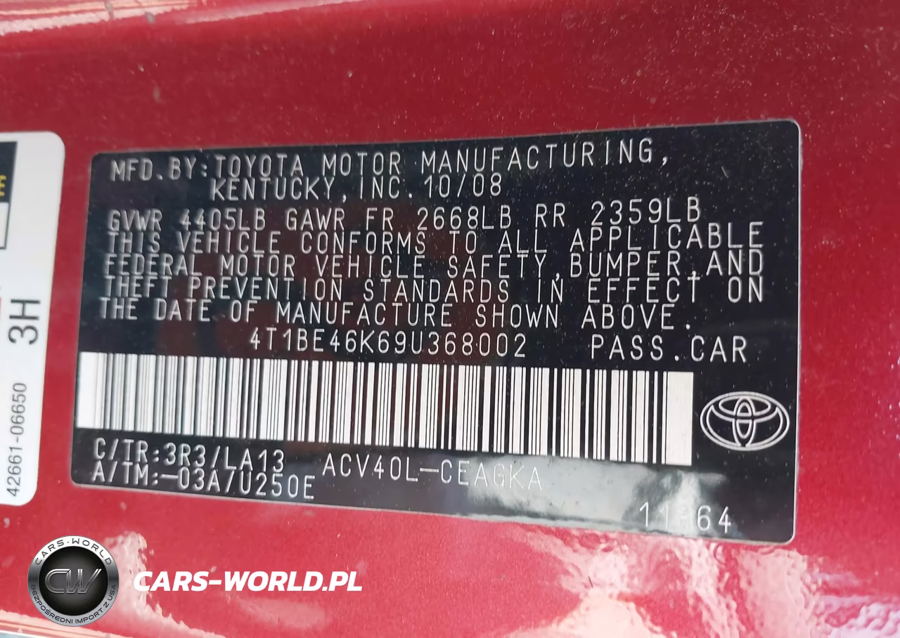 2009 Toyota Camry Xle VIN:4T1BE46K69U368002 - 9