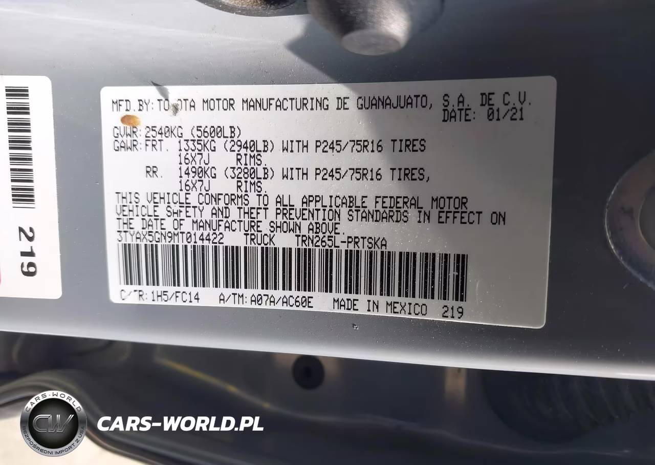 2021 Toyota Tacoma Sr5 VIN:3TYAX5GN9MT014422 - 9