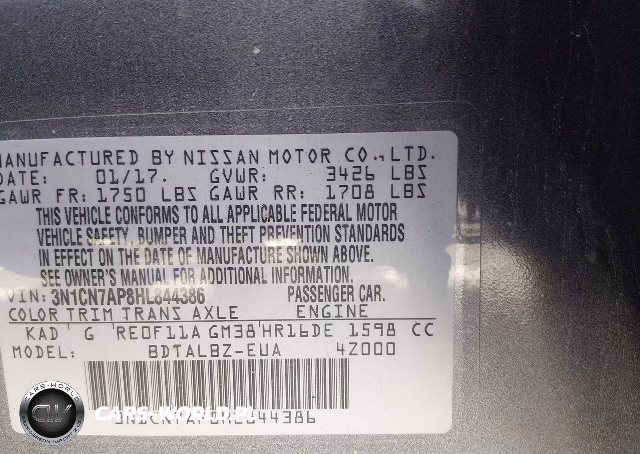 2017 Nissan Versa 1.6 Sv VIN:3N1CN7AP8HL844386 - 9