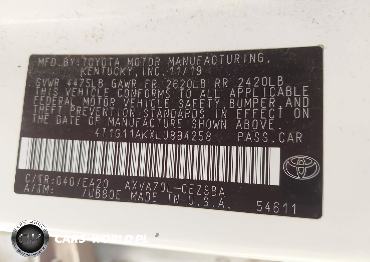 2020 Toyota Camry Se VIN:4T1G11AKXLU894258 - 9