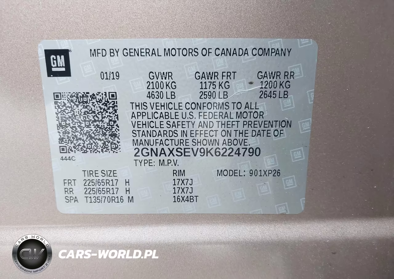 2019 Chevrolet Equinox Ls VIN:2GNAXSEV9K6224790 - 9
