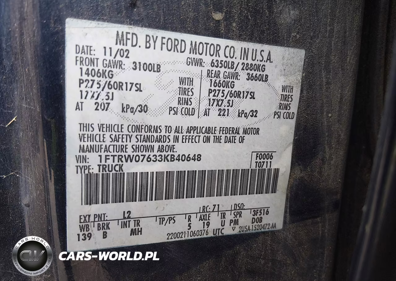 2003 Ford F-150 Lariat-Xlt VIN:1FTRW07633KB40648 - 9