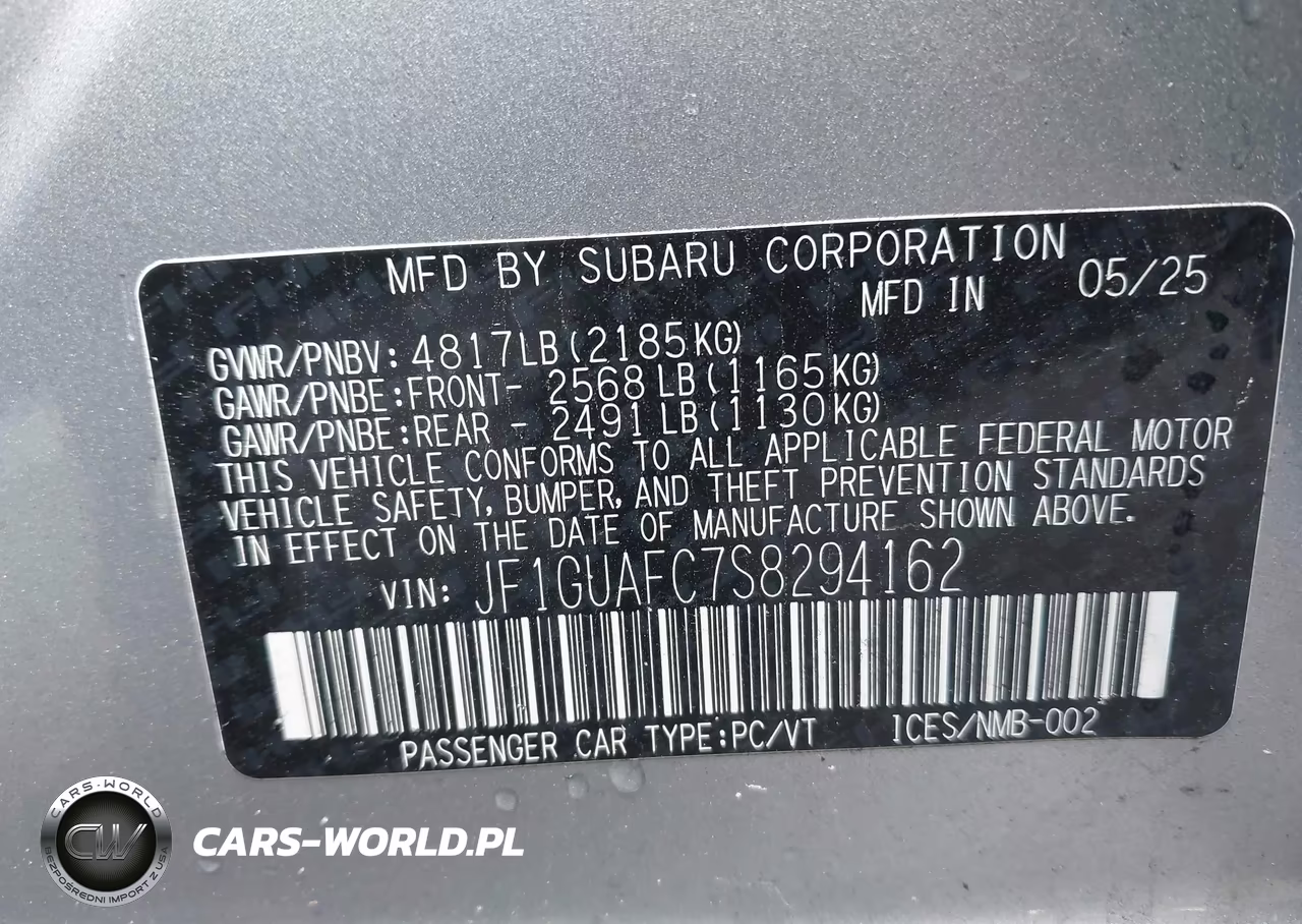 2025 Subaru Impreza Sport 5-Door VIN:JF1GUAFC7S8294162 - 9