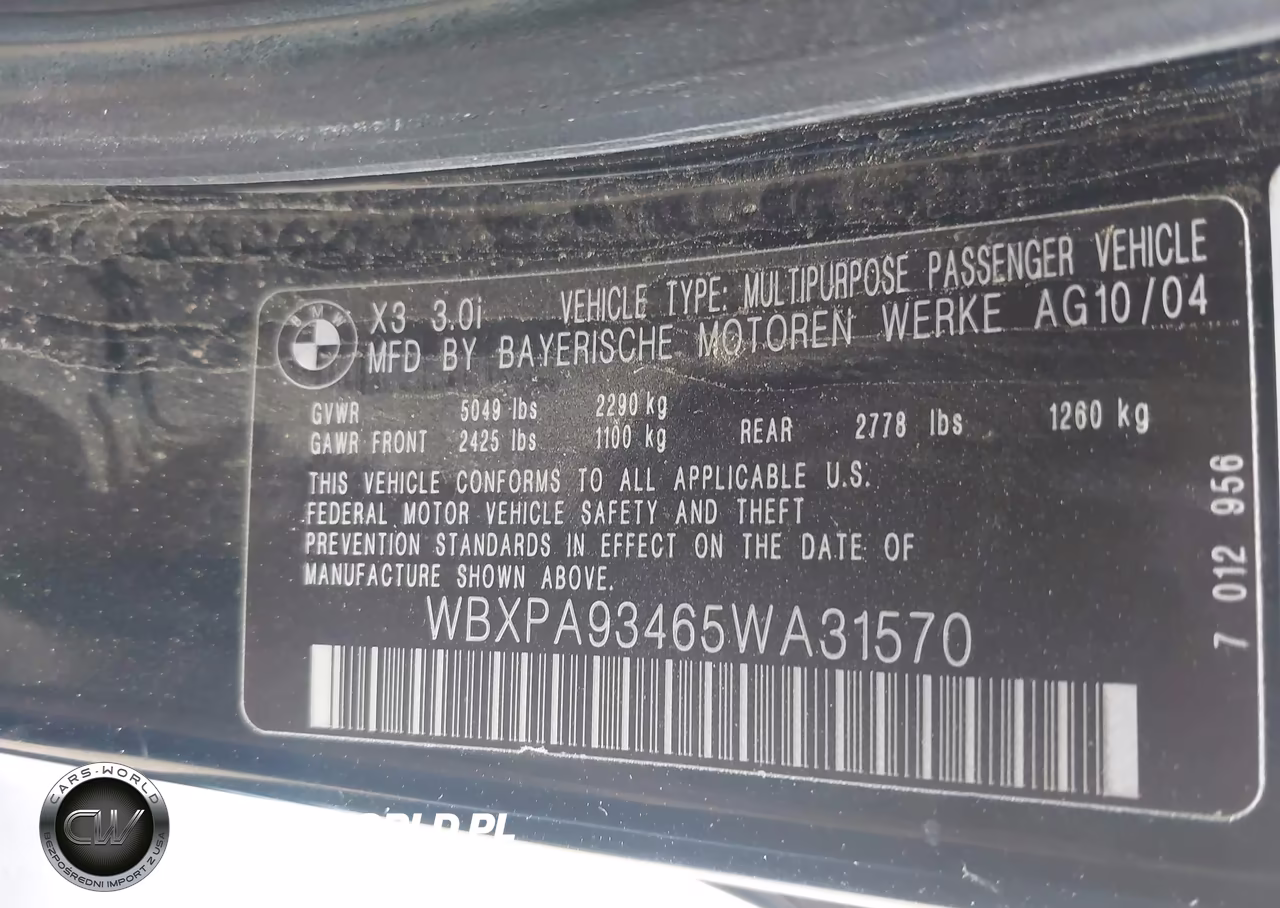 2005 BMW X3 3.0I VIN:WBXPA93465WA31570 - 9