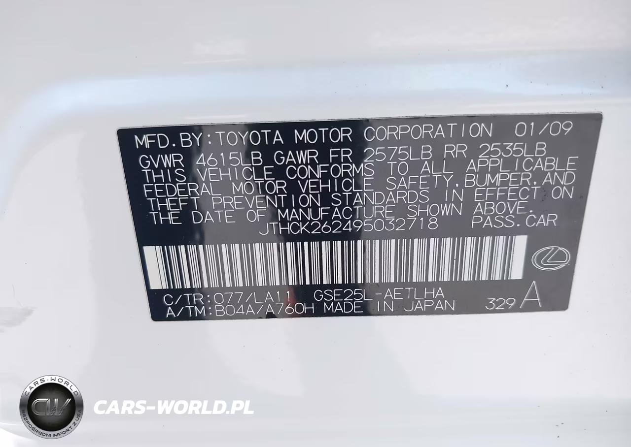 2009 Lexus Is 250 VIN:JTHCK262495032718 - 9