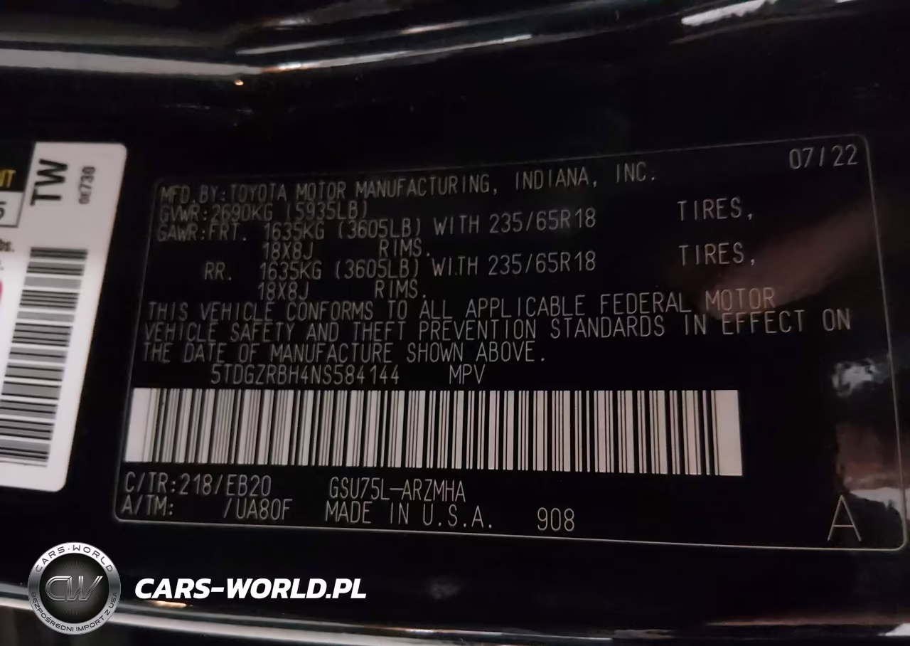 2022 Toyota Highlander Xle VIN:5TDGZRBH4NS584144 - 9
