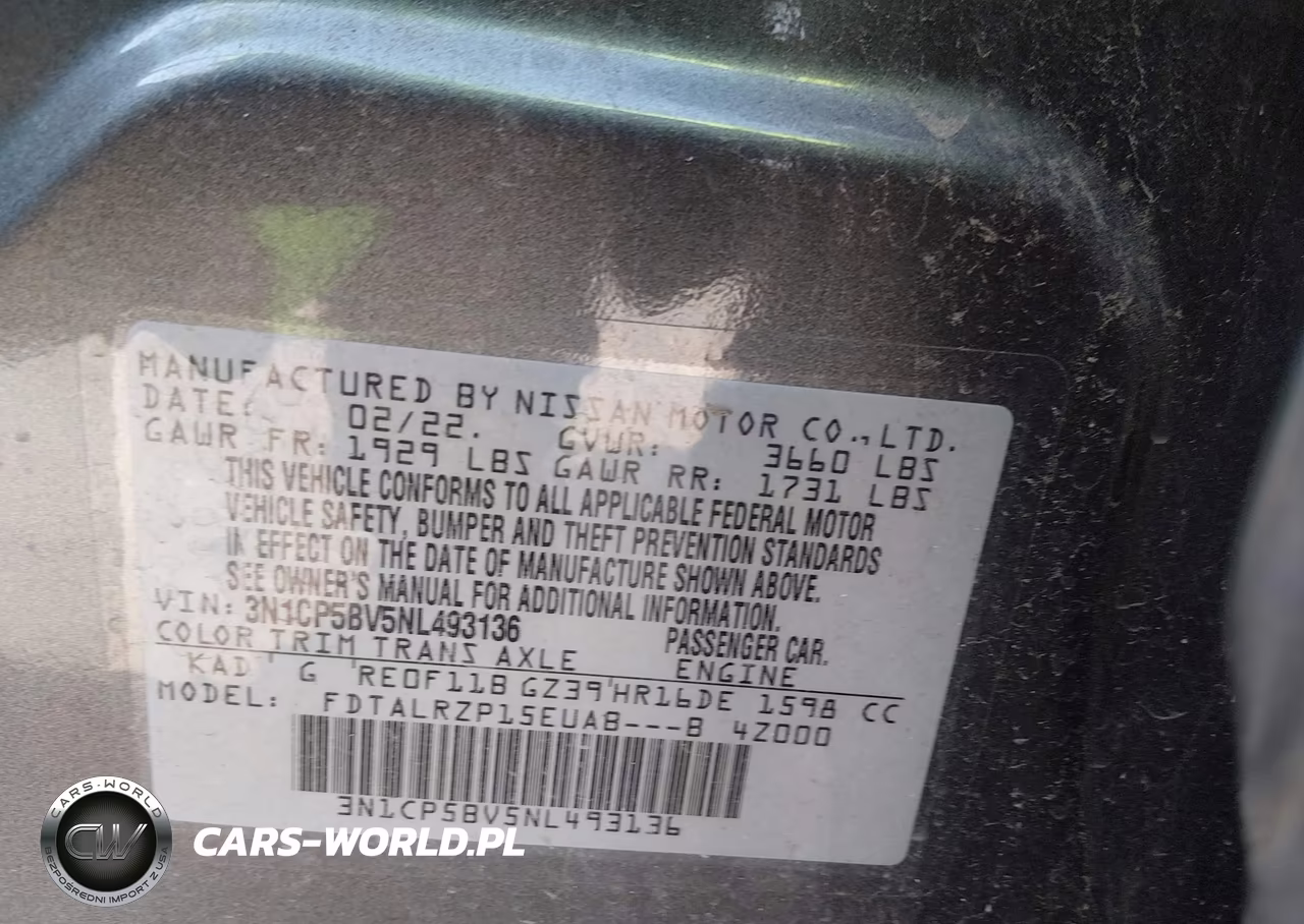2022 Nissan Kicks S Xtronic Cvt VIN:3N1CP5BV5NL493136 - 9