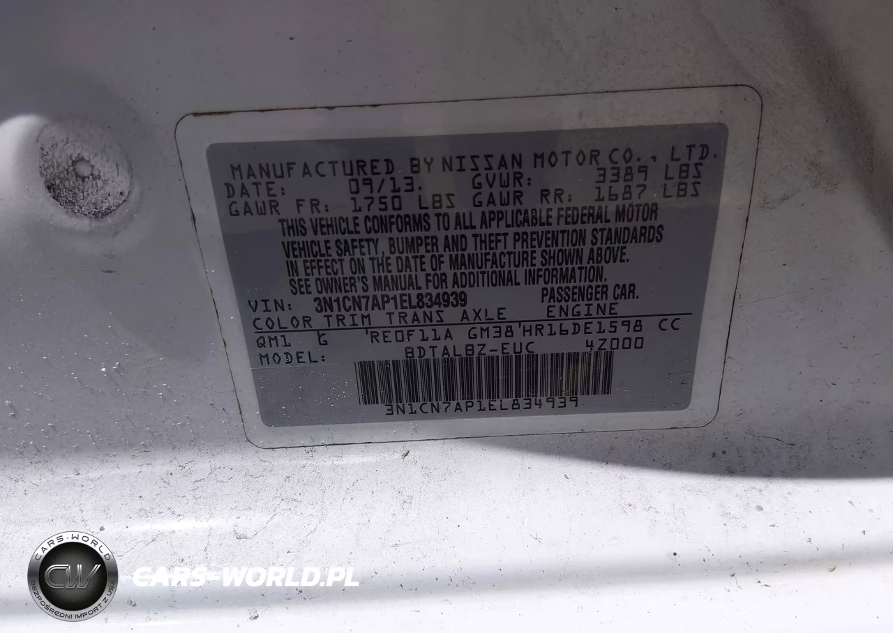 2014 Nissan Versa 1.6 Sv VIN:3N1CN7AP1EL834939 - 9