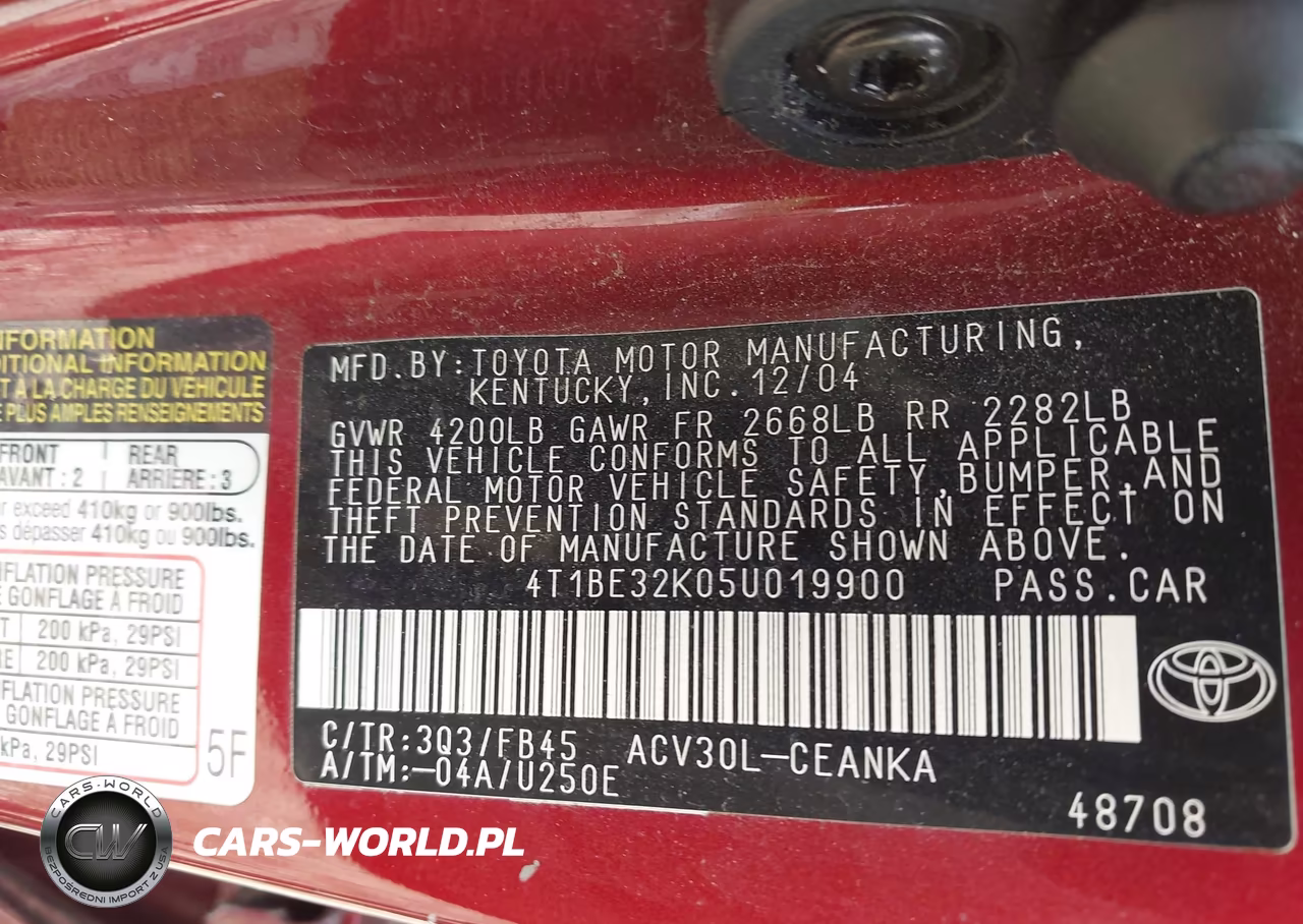 2005 Toyota Camry Le VIN:4T1BE32K05U019900 - 9