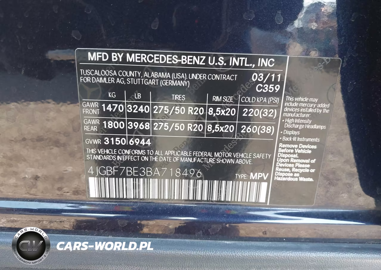 2011 Mercedes-Benz Gl 450 4Matic VIN:4JGBF7BE3BA718496 - 9