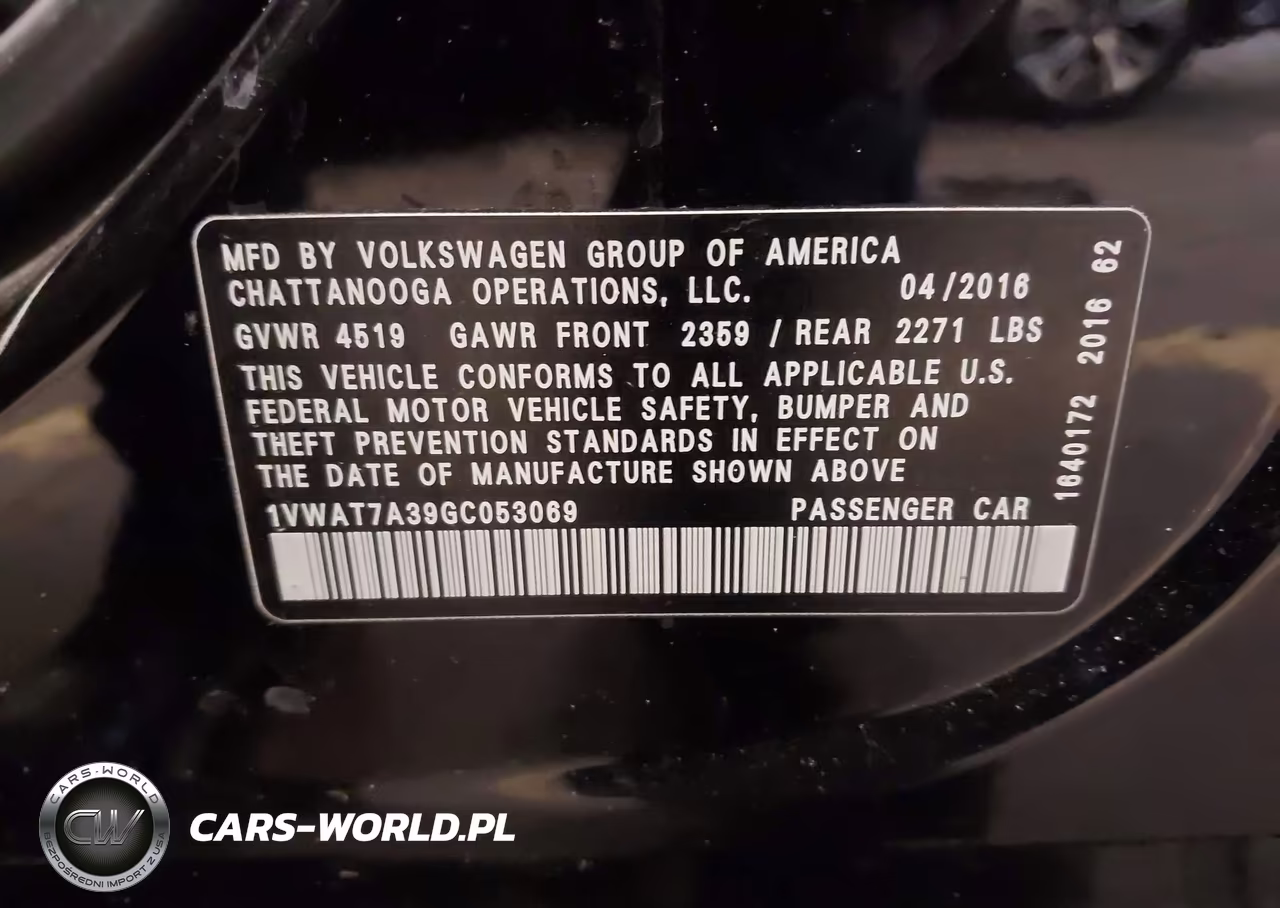 2016 Volkswagen Passat 1.8T S VIN:1VWAT7A39GC053069 - 9