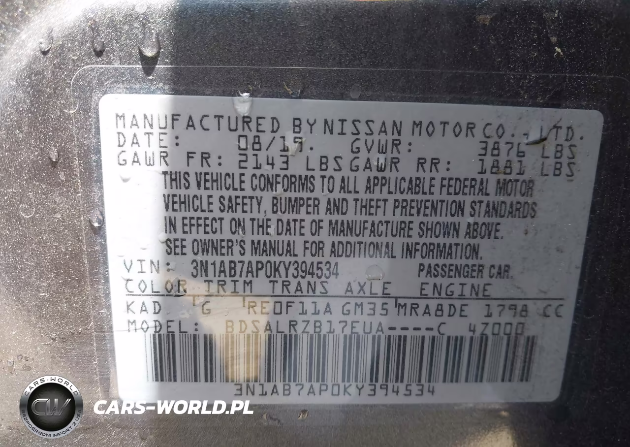 2019 Nissan Sentra Sr VIN:3N1AB7AP0KY394534 - 9