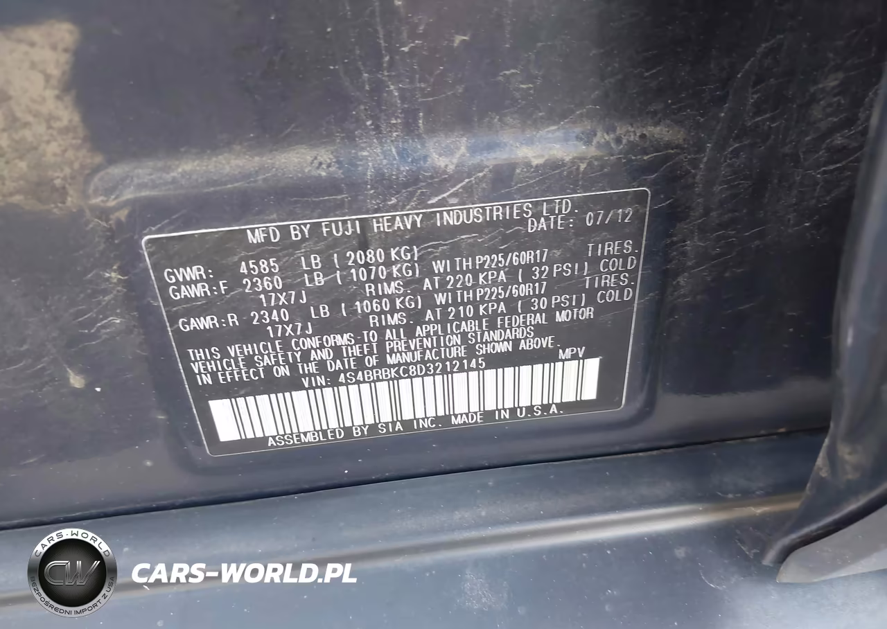 2013 Subaru Outback 2.5I Limited VIN:4S4BRBKC8D3212145 - 9