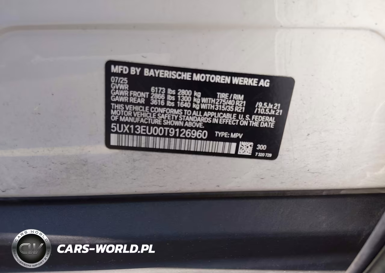 2026 BMW X5 Sdrive40I VIN:5UX13EU00T9126960 - 9