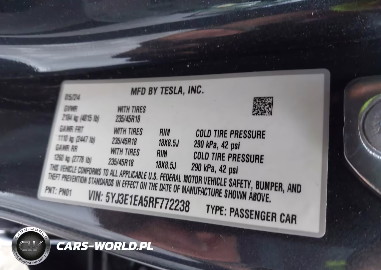 2024 Tesla Model 3 Long Range Dual Motor All-Wheel Drive-Rear-Wheel Drive VIN:5YJ3E1EA5RF772238 - 8