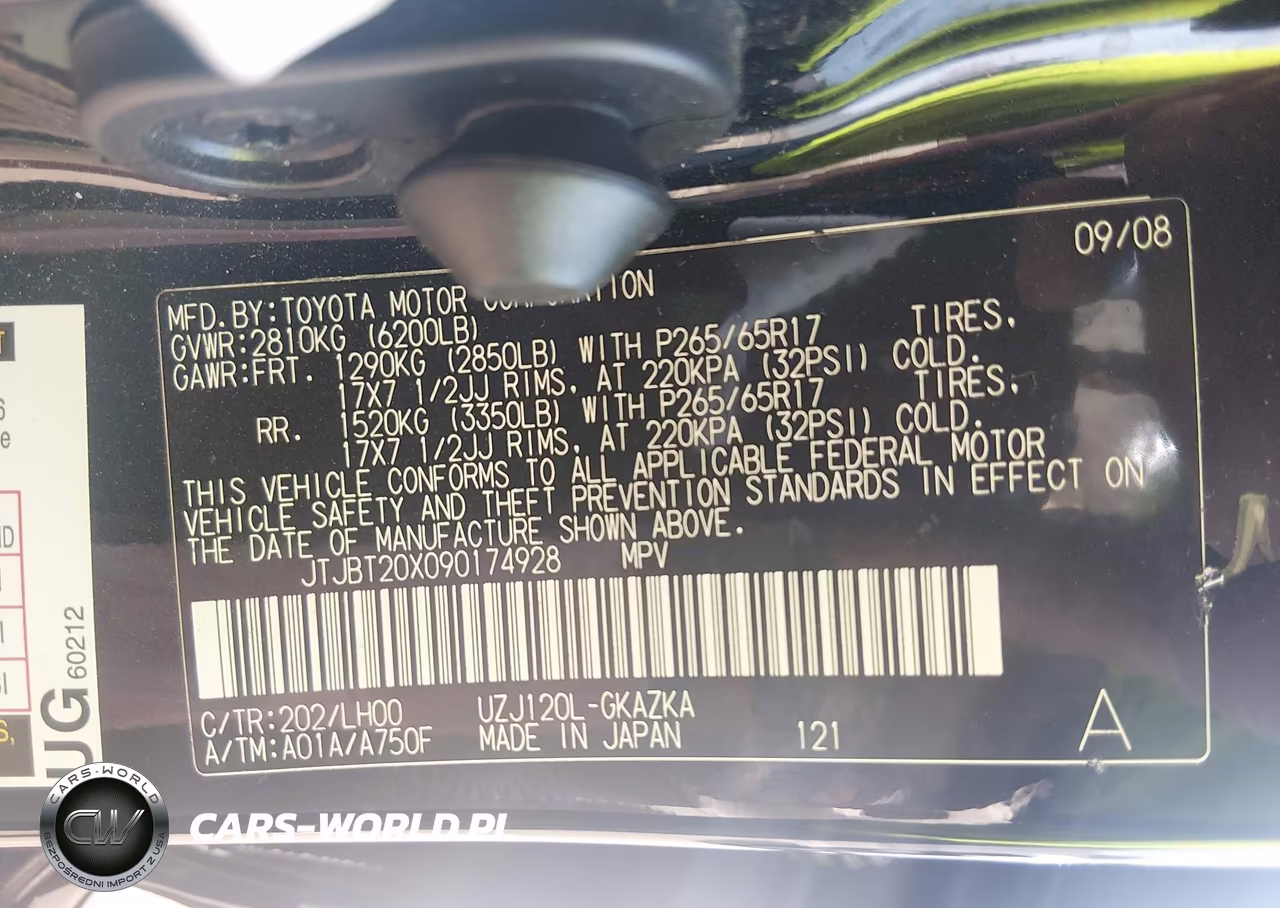 2009 Lexus Gx 470 VIN:JTJBT20X090174928 - 9