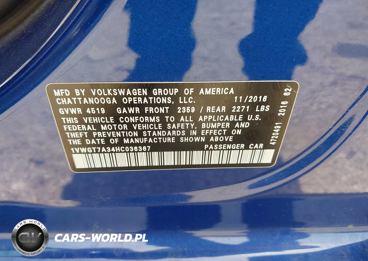 2017 Volkswagen Passat 1.8T Se VIN:1VWGT7A34HC036367 - 9