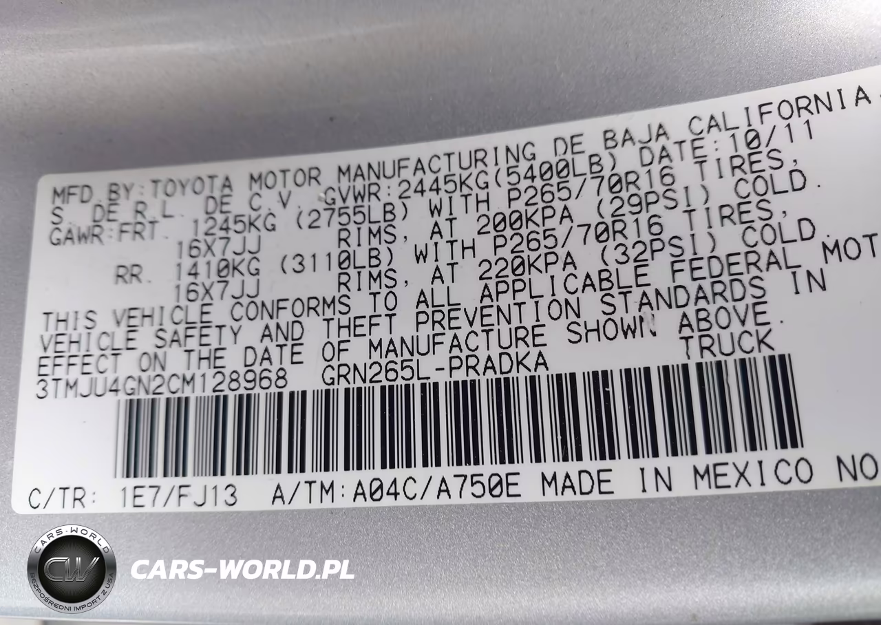 2012 Toyota Tacoma Prerunner V6 VIN:3TMJU4GN2CM128968 - 9
