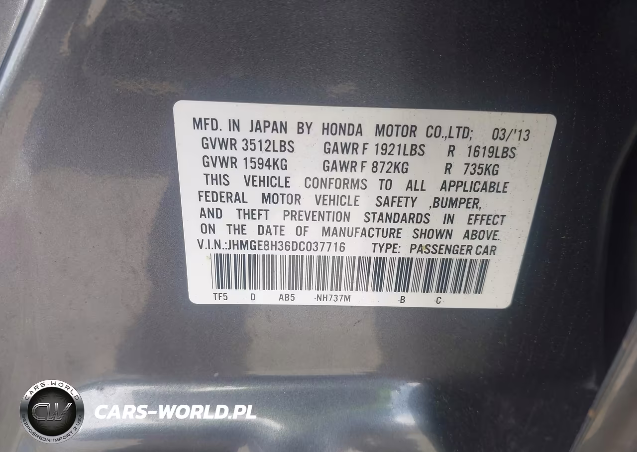 2013 Honda Fit VIN:JHMGE8H36DC037716 - 9