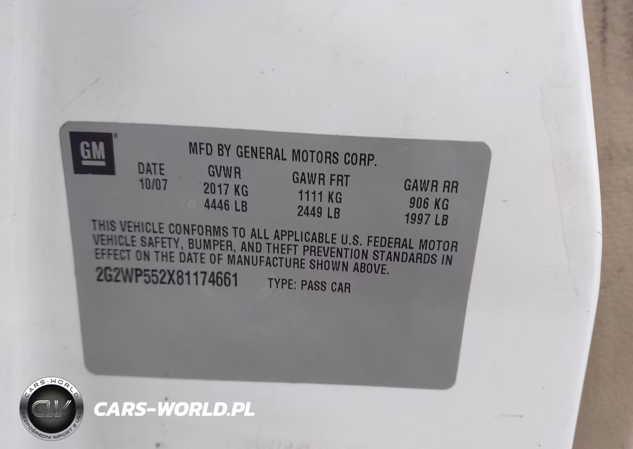 2008 Pontiac Grand Prix VIN:2G2WP552X81174661 - 9