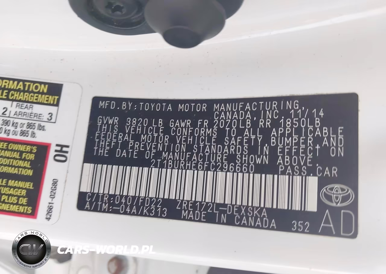 2015 Toyota Corolla S Plus VIN:2T1BURHE6FC296660 - 9