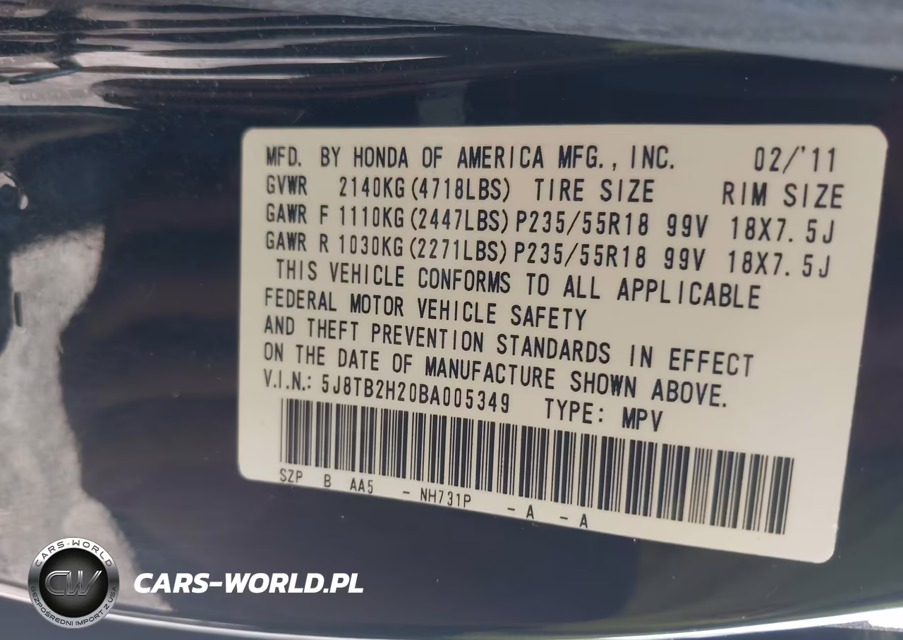 2011 Acura Rdx VIN:5J8TB2H20BA005349 - 9