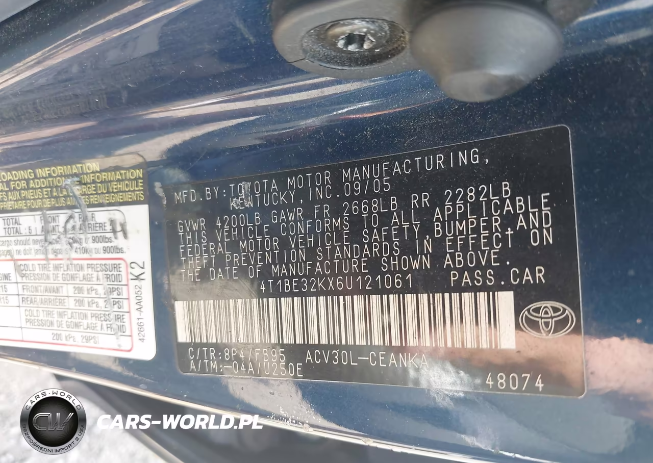 2006 Toyota Camry Le VIN:4T1BE32KX6U121061 - 9
