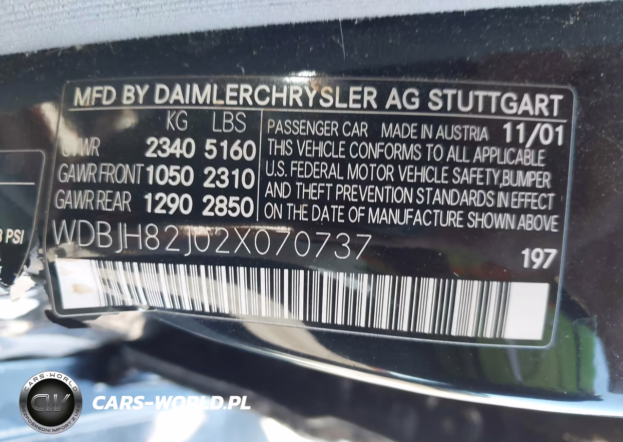 2002 Mercedes-Benz E 320 4M VIN:WDBJH82J02X070737 - 9