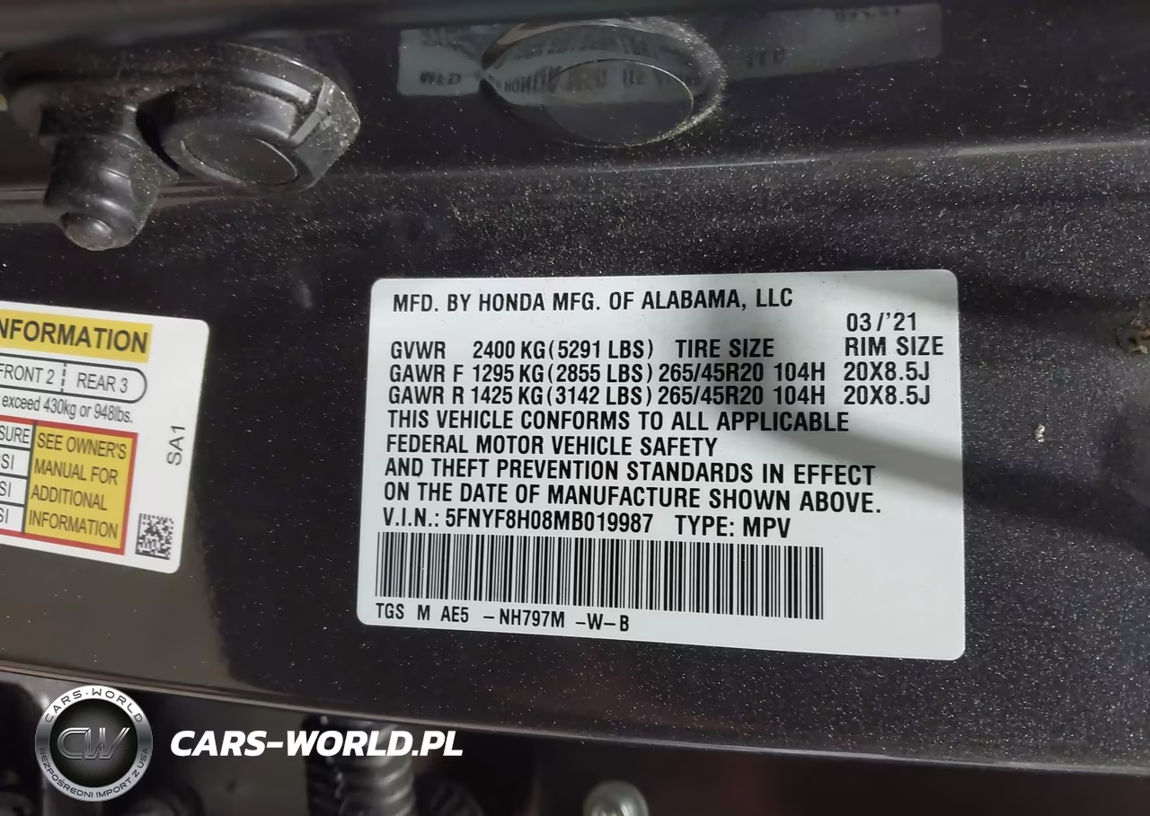 2021 Honda Passport Awd Elite VIN:5FNYF8H08MB019987 - 9