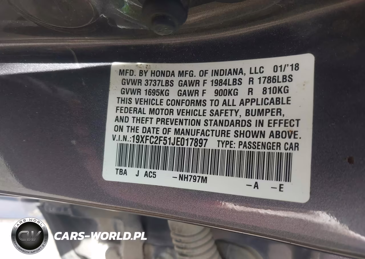2018 Honda Civic Lx VIN:19XFC2F51JE017897 - 9
