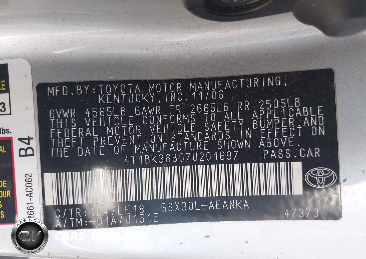2007 Toyota Avalon Touring VIN:4T1BK36B07U201697 - 9