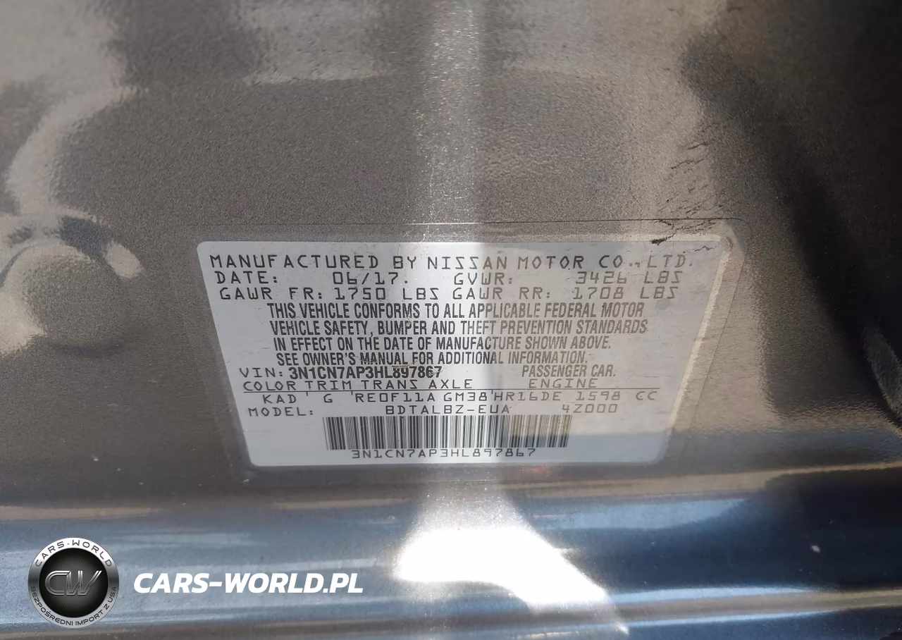 2017 Nissan Versa 1.6 Sv VIN:3N1CN7AP3HL897867 - 9
