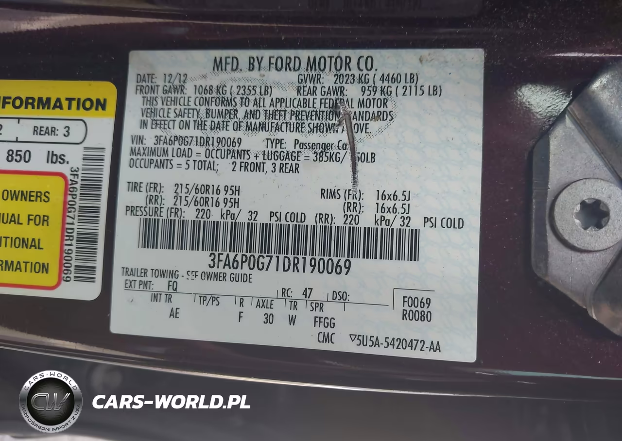 2013 Ford Fusion S VIN:3FA6P0G71DR190069 - 9