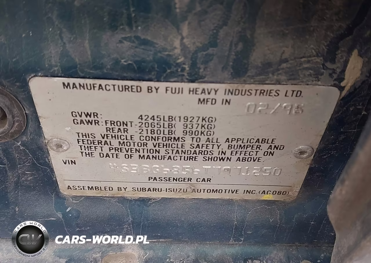1996 Subaru Legacy Outback VIN:4S3BG6856T7971250 - 9