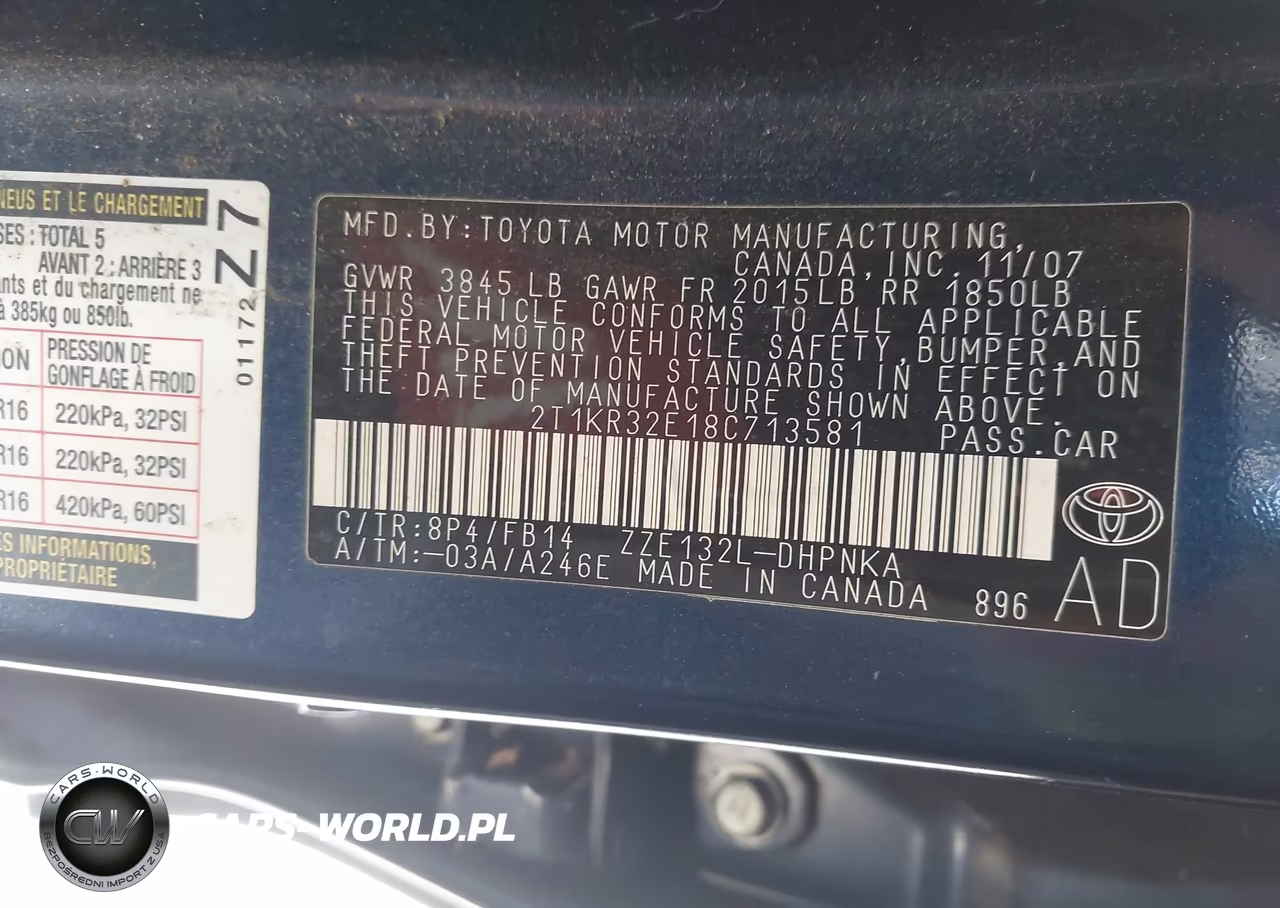 2008 Toyota Matrix Xr VIN:2T1KR32E18C713581 - 9