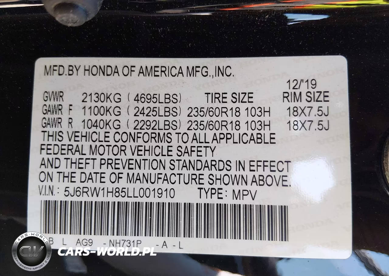 2020 Honda Cr-V 2Wd Ex-L VIN:5J6RW1H85LL001910 - 9