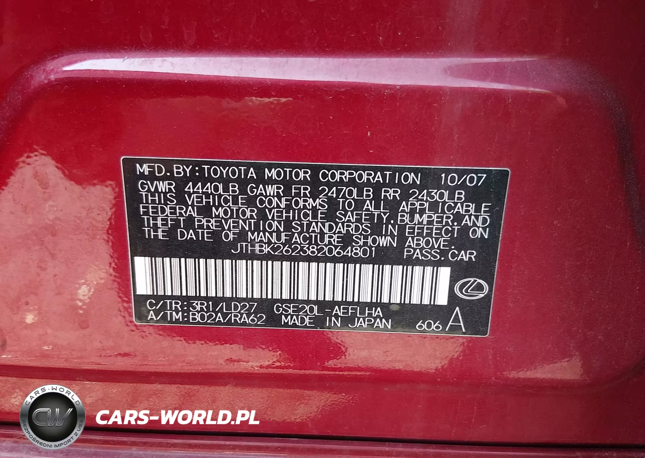 2008 Lexus Is 250 VIN:JTHBK262382064801 - 9