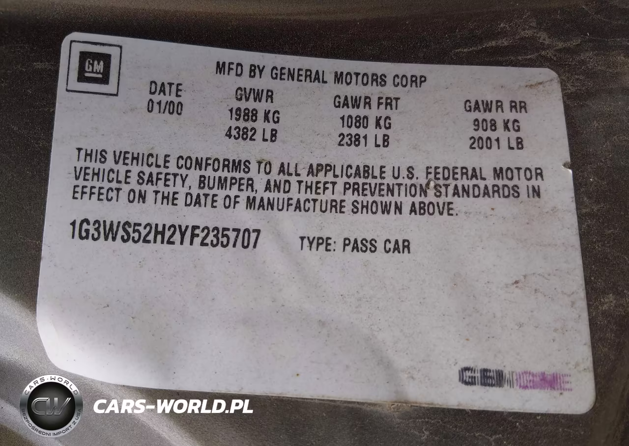 2000 Oldsmobile Intrigue Gl VIN:1G3WS52H2YF235707 - 9