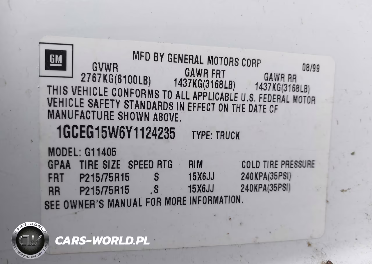 2000 Chevrolet Express VIN:1GCEG15W6Y1124235 - 9