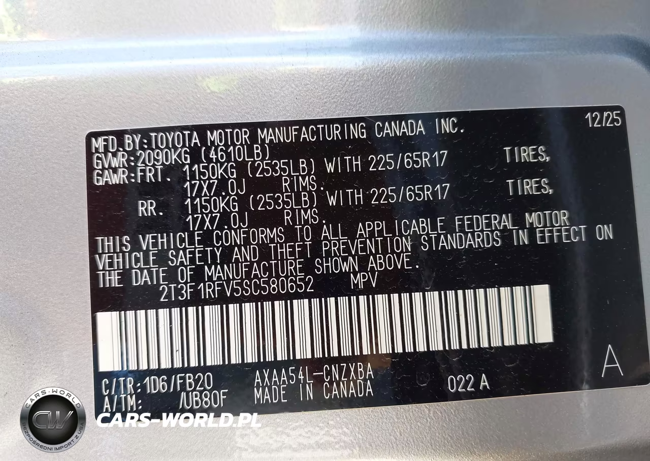 2025 Toyota Rav4 Le VIN:2T3F1RFV5SC580652 - 9
