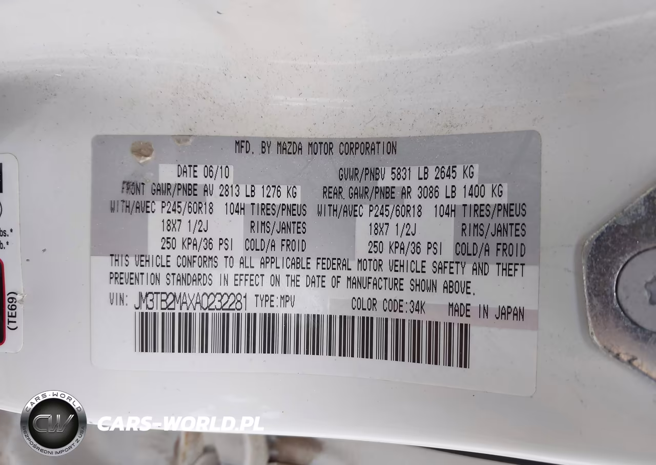2010 Mazda Cx-9 Touring VIN:JM3TB2MAXA0232281 - 9